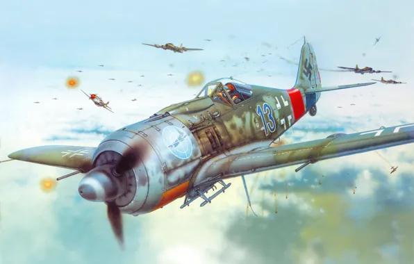 Picture the plane, figure, fighter, Air force, Luftwaffe, Focke-Wulf, Focke-Wulf, FW190A