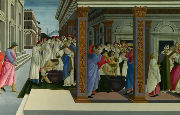 Picture picture, mythology, Sandro Botticelli, Four scenes from the Early Life of Saint zenobius