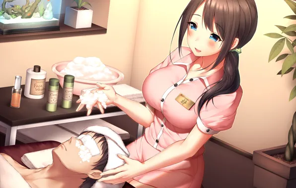 Picture girl, art, guy, Spa