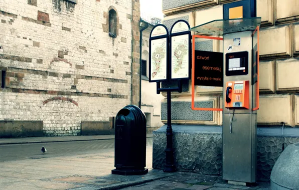 Picture street, phone booth, Krakow