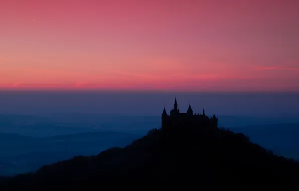 Picture landscape, night, Germany, Hohenzollern Castle