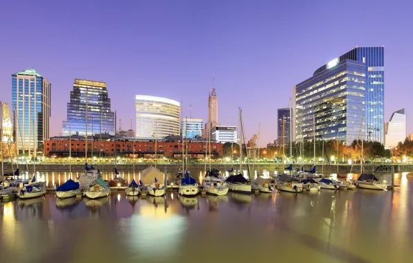 Bay, yachts, the evening, pier, pierce, Argentina, Argentina, mast