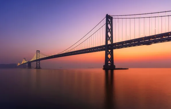 Sunset, bridge, California, San Francisco, Pier