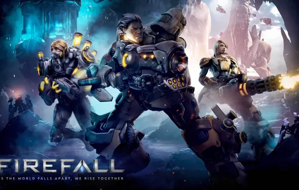 Fire, battlefield, flame, girl, gun, game, robot, soldier