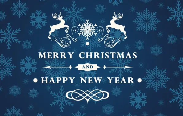 Snowflakes, new year, Christmas, deer