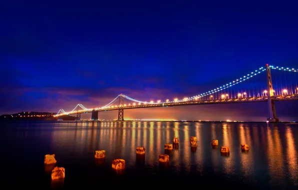 Picture bridge, lights, CA, San Francisco, California, San Francisco