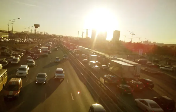 The evening, The city, Kiev, Evening, Rush hour, Osokorki