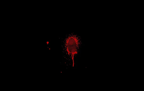 Picture minimalism, black background, black style, Bloody print on the screen