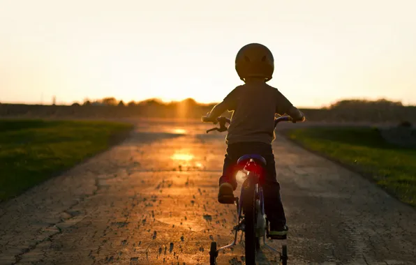 Picture sunset, bike, mood, boy