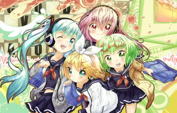 Mood, anime, art, girl, Vocaloid, friend