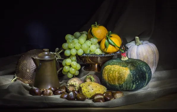 Dark, still life, vegetables, Antonello Maccioni