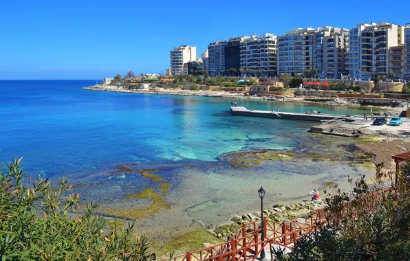 Picture sea, home, promenade, Palma., Malta, Malta