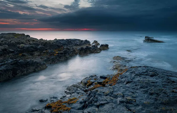 Sea, the sky, clouds, stones, rocks