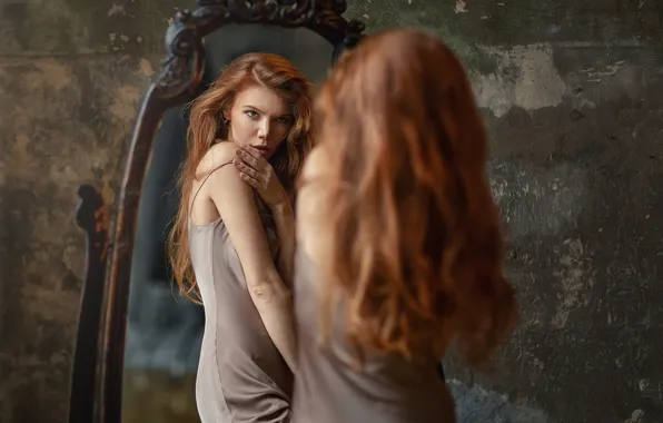 Look, girl, sexy, photo, model, hair, back, mirror