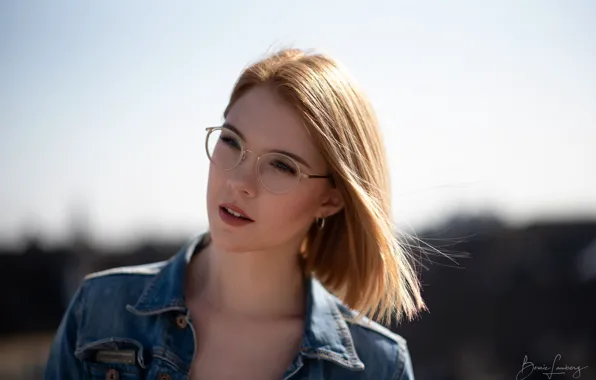Picture the sun, model, portrait, makeup, glasses, hairstyle, blonde, shirt