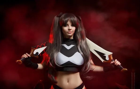 Picture girl, style, cosplay, breasts, ponytails