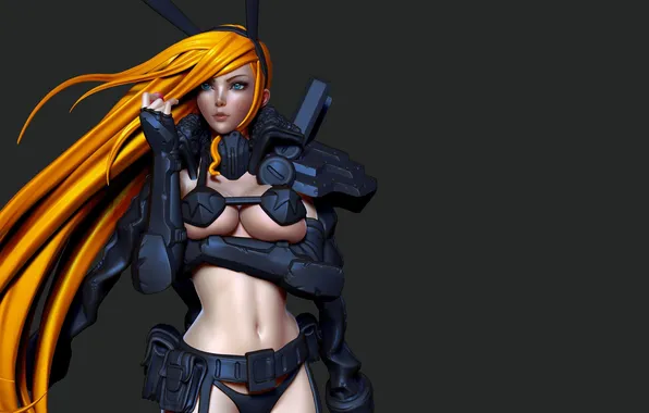 Look, rendering, armor, red hair, Remi. erotic