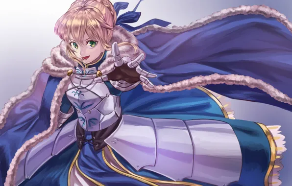 Smile, green eyes, the saber, Fate stay night, Fate / Stay Night