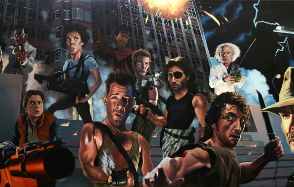 Picture Indiana Jones, Terminator, Rambo, Heroes of the 80's, Strong Oreshek, Back to the Future