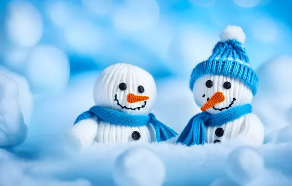 Winter, snow, smile, toys, Christmas, New year, snowmen, snowman