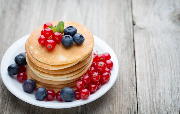 Picture berries, Breakfast, blueberries, pancakes, currants