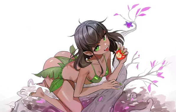 Girl, sexy, ass, cleavage, green eyes, long hair, boobs, anime