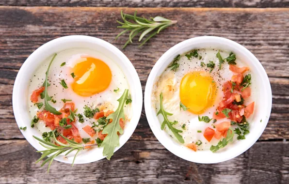 Picture scrambled eggs, vegetables, rosemary, casserole