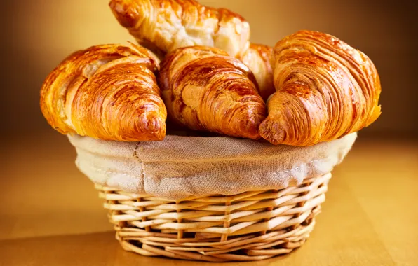 Picture the sweetness, basket, cakes, croissants