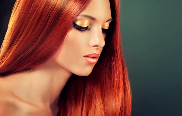 Eyelashes, model, hair, makeup, shadows, red, beautiful