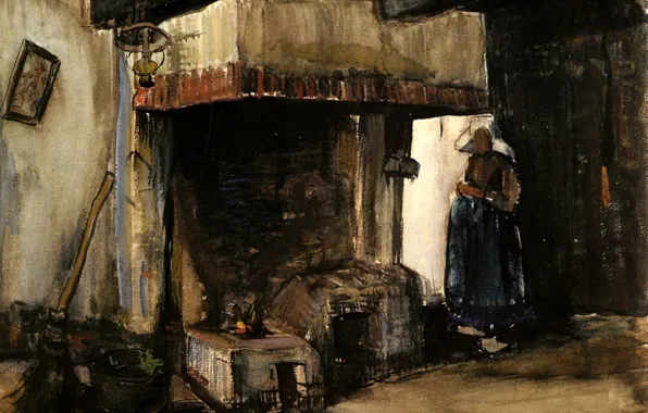 Picture woman, stove, Vincent van Gogh, Woman by a Hearth
