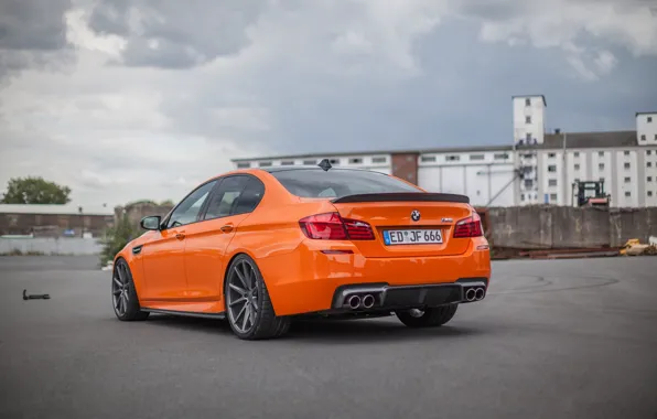 Auto, orange, BMW, BMW, sedan, rear view, 3D Design