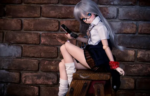 Picture toy, doll, glasses, phone