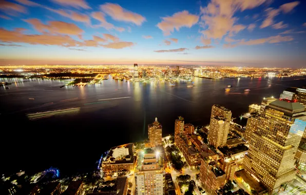 Picture night, lights, New York, panorama, USA