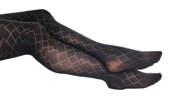 Woman, leg, pantyhose, feet, diamond patterns tight