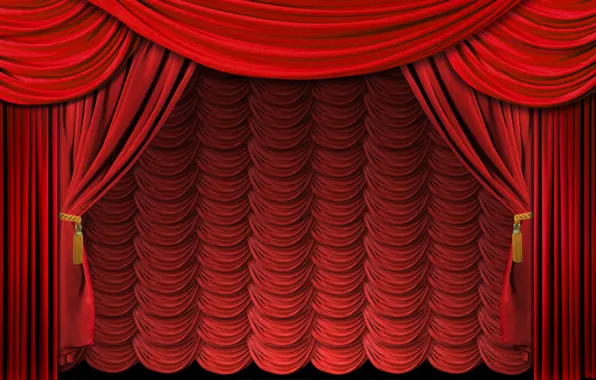Red, scene, blind, curtain, curtain