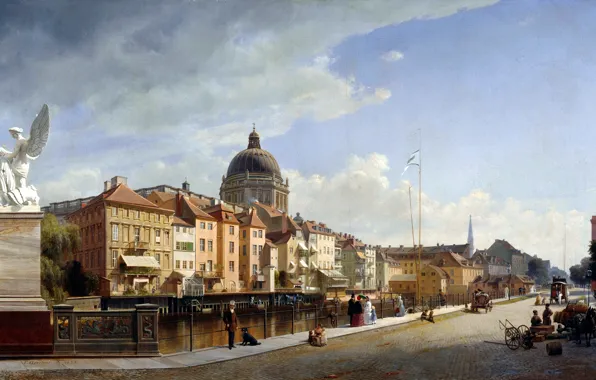 Picture picture, painting, painting, 1855, Rear View of the Houses at the castle freedom, View of …