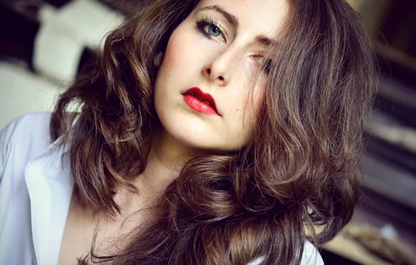 Picture look, girl, lips, curls