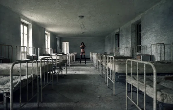 Picture girl, background, hospital