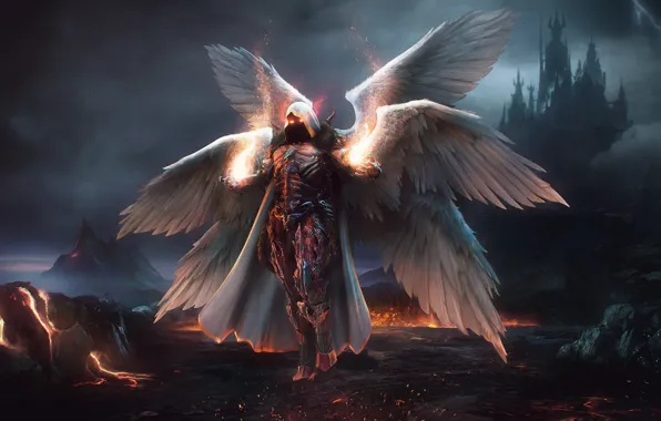 Wings, angel, dark, armor, armor, wings, angel, Seraphim