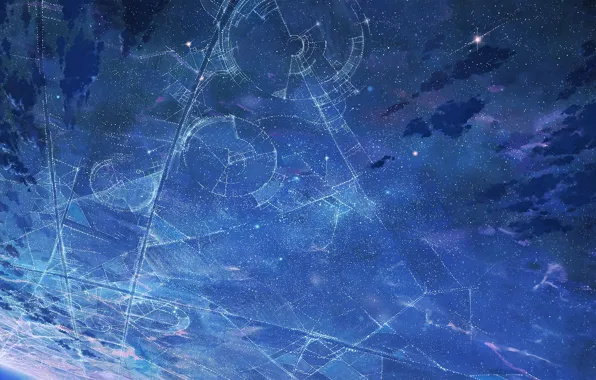 The sky, stars, night, anime, art, anime, art