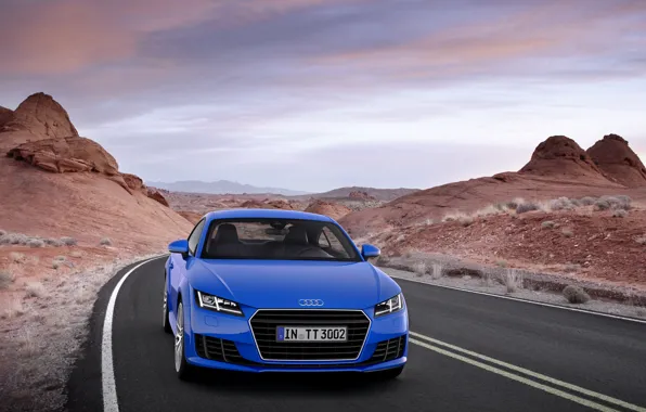 Audi TT, the sky, mountains, blue, Audi TTS Coupe 2015