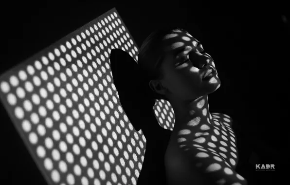 Picture girl, light, the darkness, shadows, black and white photo
