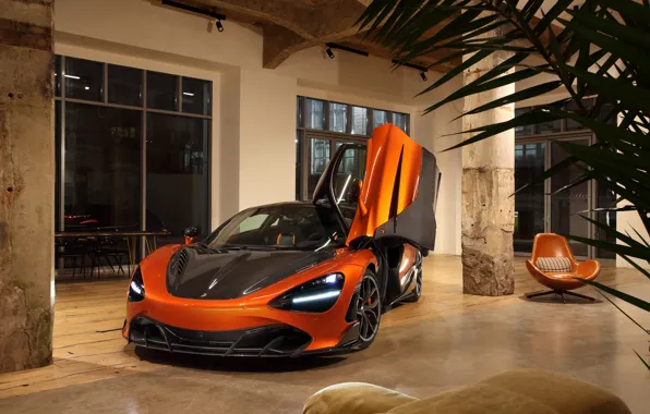 McLaren, Light, Orange, Front, Ball Wed, 2020, McLaren 720S, Open Door