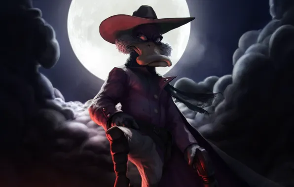 Night, The moon, Hat, Moon, Duck, Art, Art, Night