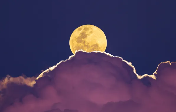 The sky, clouds, night, the moon