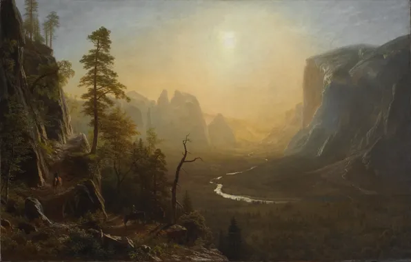 Picture, painting, Yosemite Valley, painting, Albert Bierstadt, Glacier Point Trail