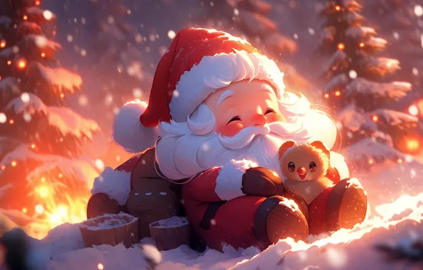 Picture Christmas, Santa Claus, Cute, Adorable, AI art, Celebrations, Cute art, Aesthetic Christmas