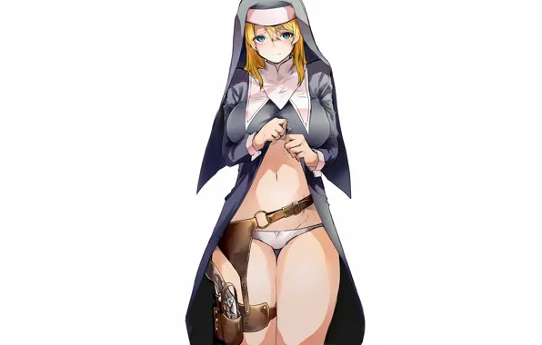 Girl, gun, sexy, lingerie, pantsu, panties, long hair, dress