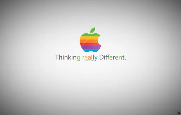 Picture apple, greener apple, thinking really different