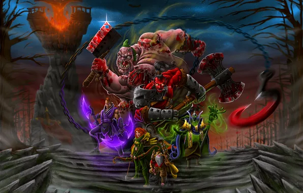 Picture dota 2, Rubick, Pudge, Axe, Anti-Mage, Gyrocopter, Windranger, Lyralei